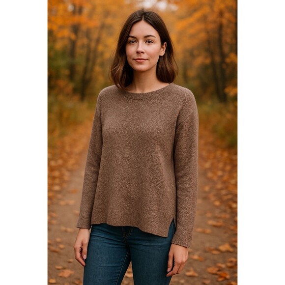 Sleeping on Snow Women Taupe Bouclé Knit Sweater Minimalist Quiet Luxury Cozy XS - Picture 2 of 8